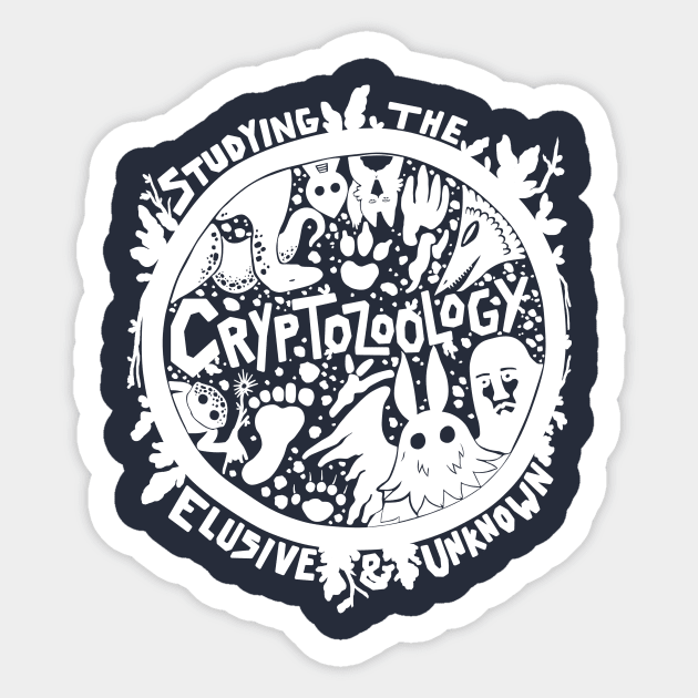 Cryptozoology Shirt Design White Sticker by Ballyraven